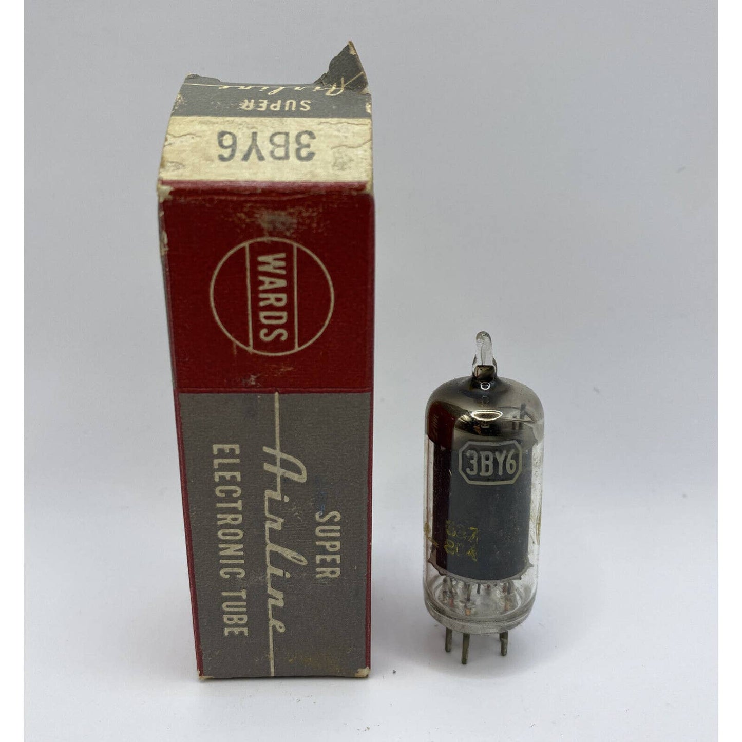 Vintage Wards Airline Electron/ Vacuum Tube 3BY6 w/ Box TESTED With Photos!