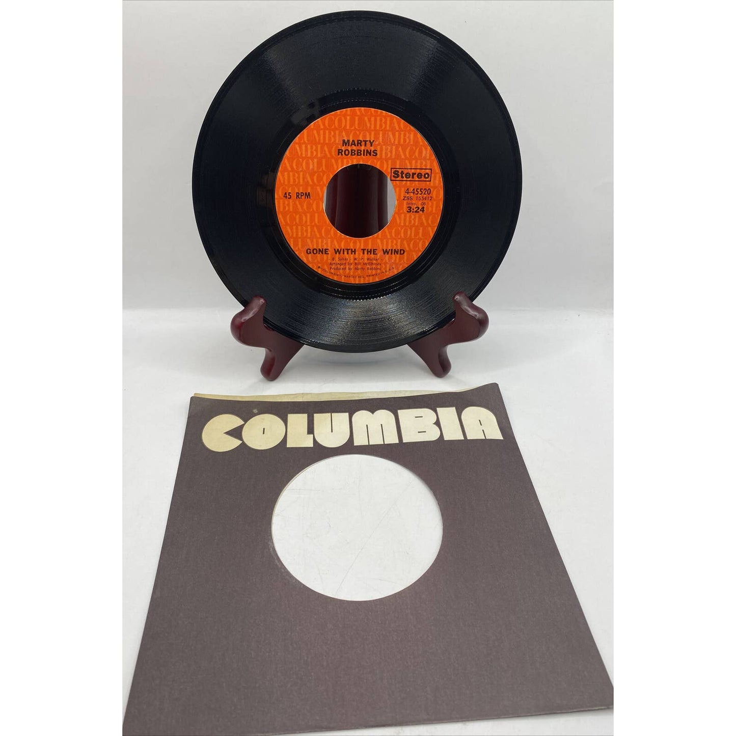 Marty Robbins 45 Vinyl Record Gone With The Wind - The Best Part Of Living!