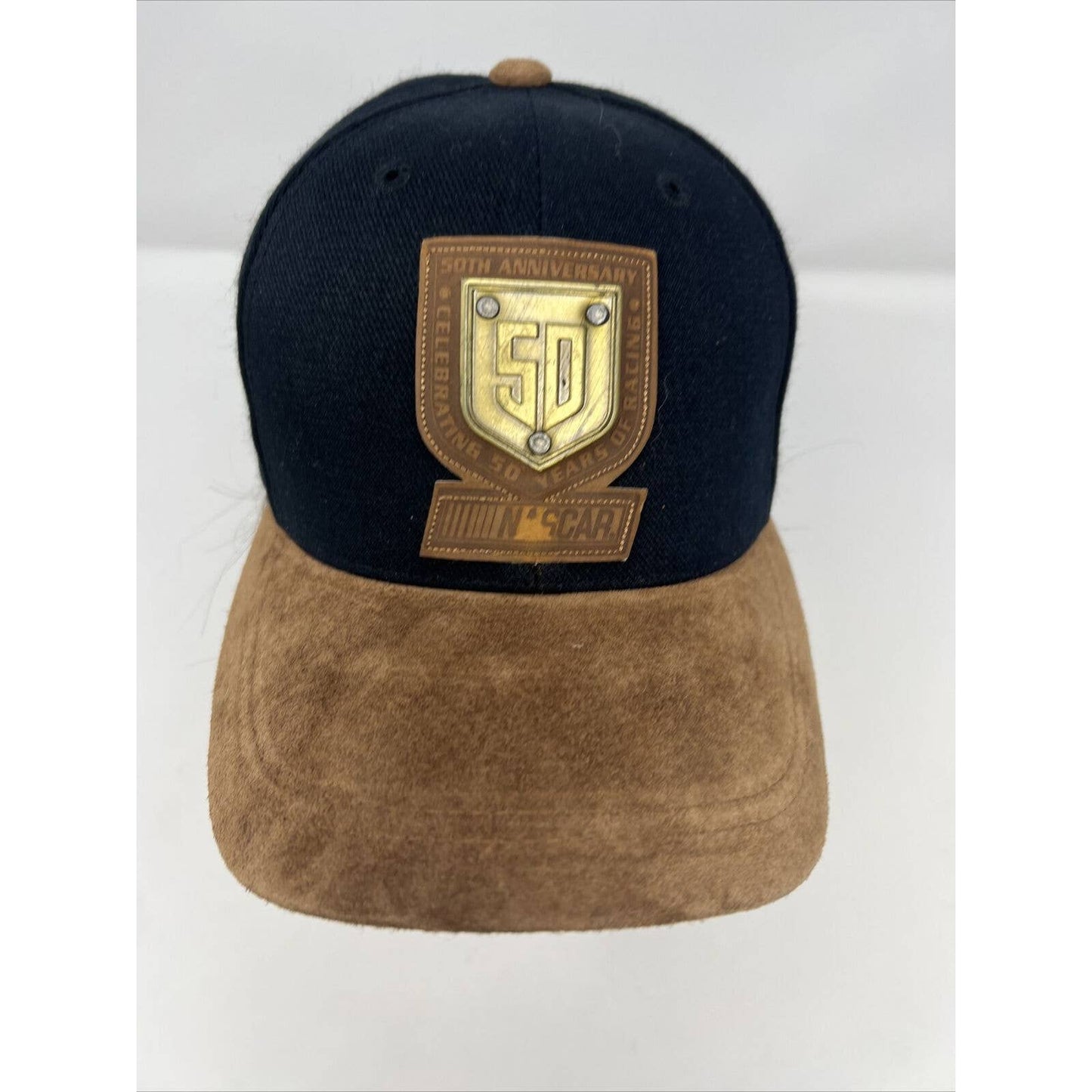 Vintage 1998 NASCAR 50th Anniversary Suede Leather Hat Rare Track Gear Racing