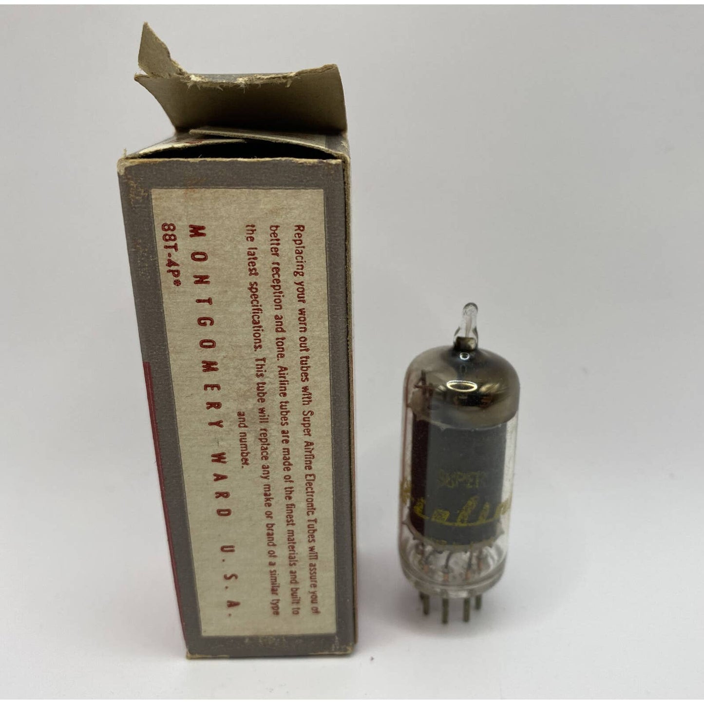 Vintage Wards Airline Electron/ Vacuum Tube 3BY6 w/ Box TESTED With Photos!