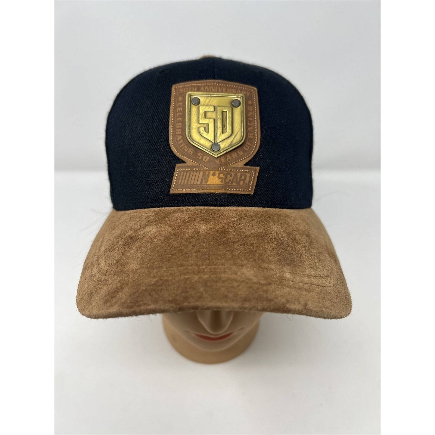 Vintage 1998 NASCAR 50th Anniversary Suede Leather Hat Rare Track Gear Racing