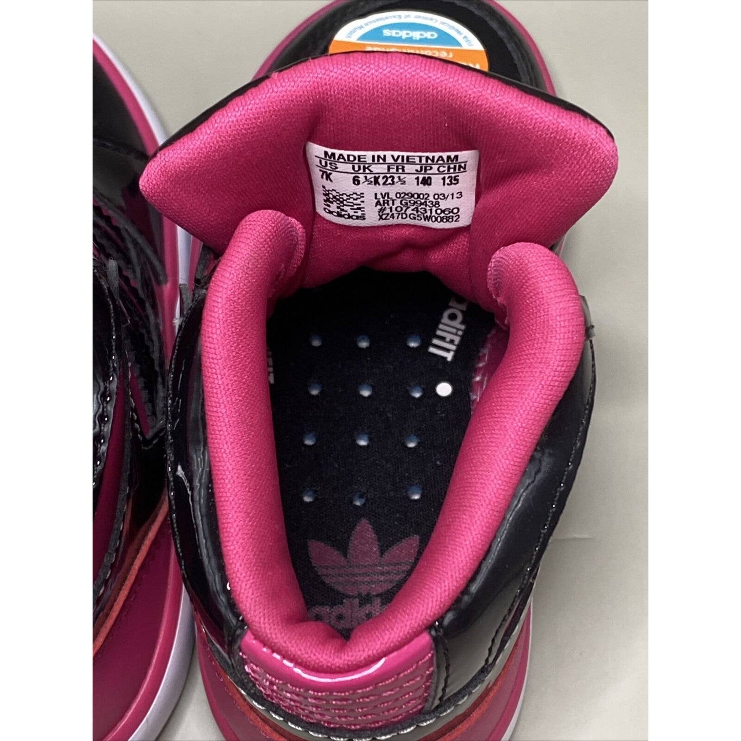 Adidas Court Attitude Hi Top Pink Black White G99348 Size 7k Youth Kids Shoes