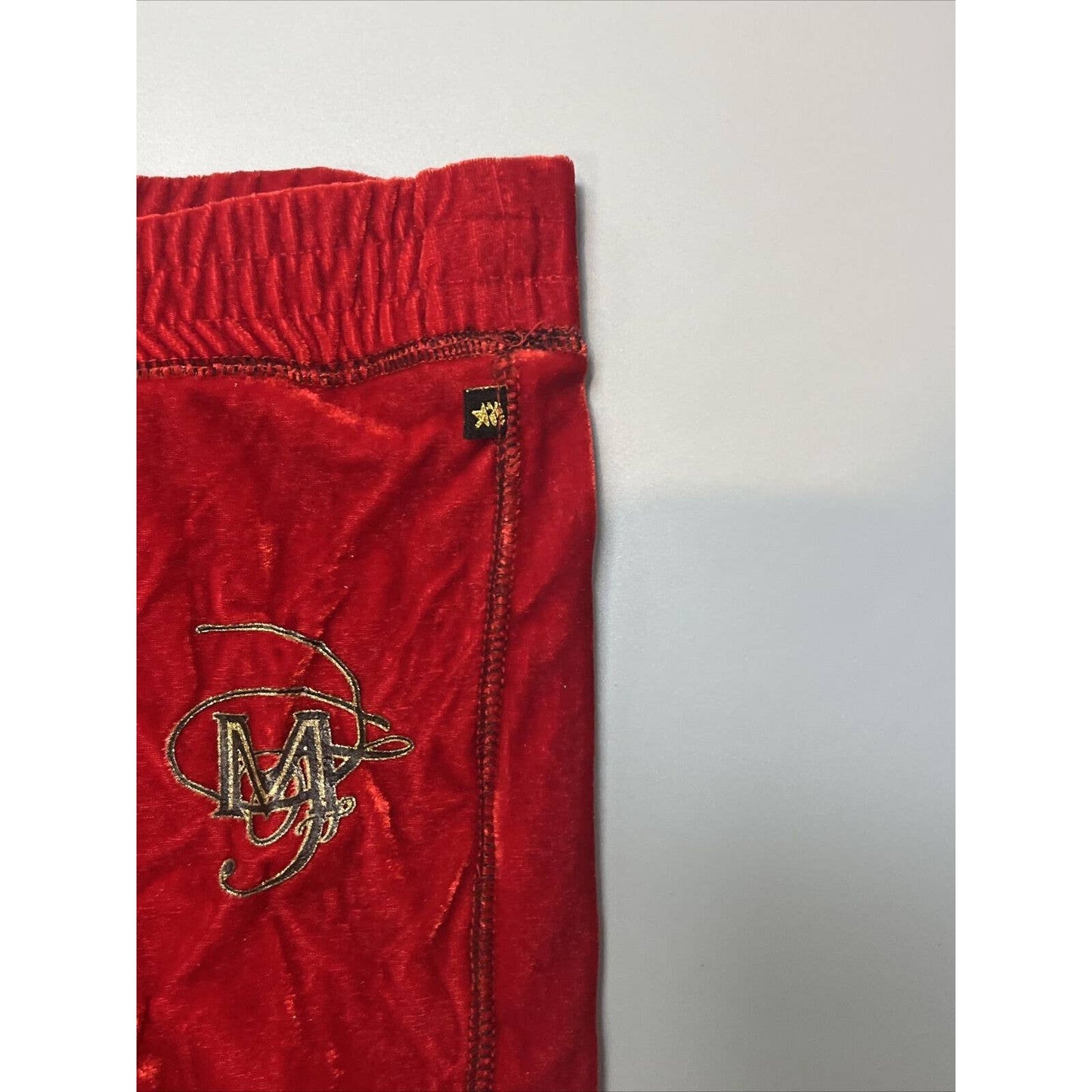 Mecca Ware Vintage XL Hip-Hop Velour Red Track Pants Embroidered Logo Joggers