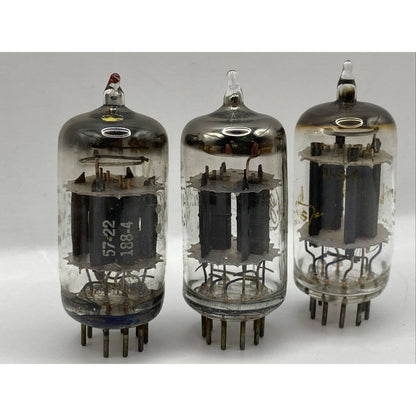 12AU7A ECC82 x 3 Vacuum Tubes Amp Amplifier USA Gray Plate Tested W Photos!