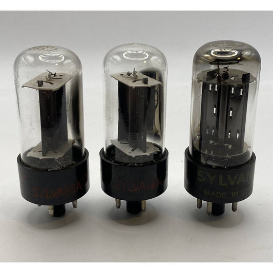 3 Sylvania 6AX4GT Vacuum Tubes - Amplifier - Ham Radio Valves - Tested W Photos!