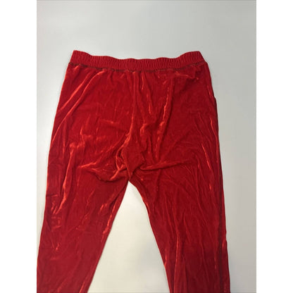 Mecca Ware Vintage XL Hip-Hop Velour Red Track Pants Embroidered Logo Joggers