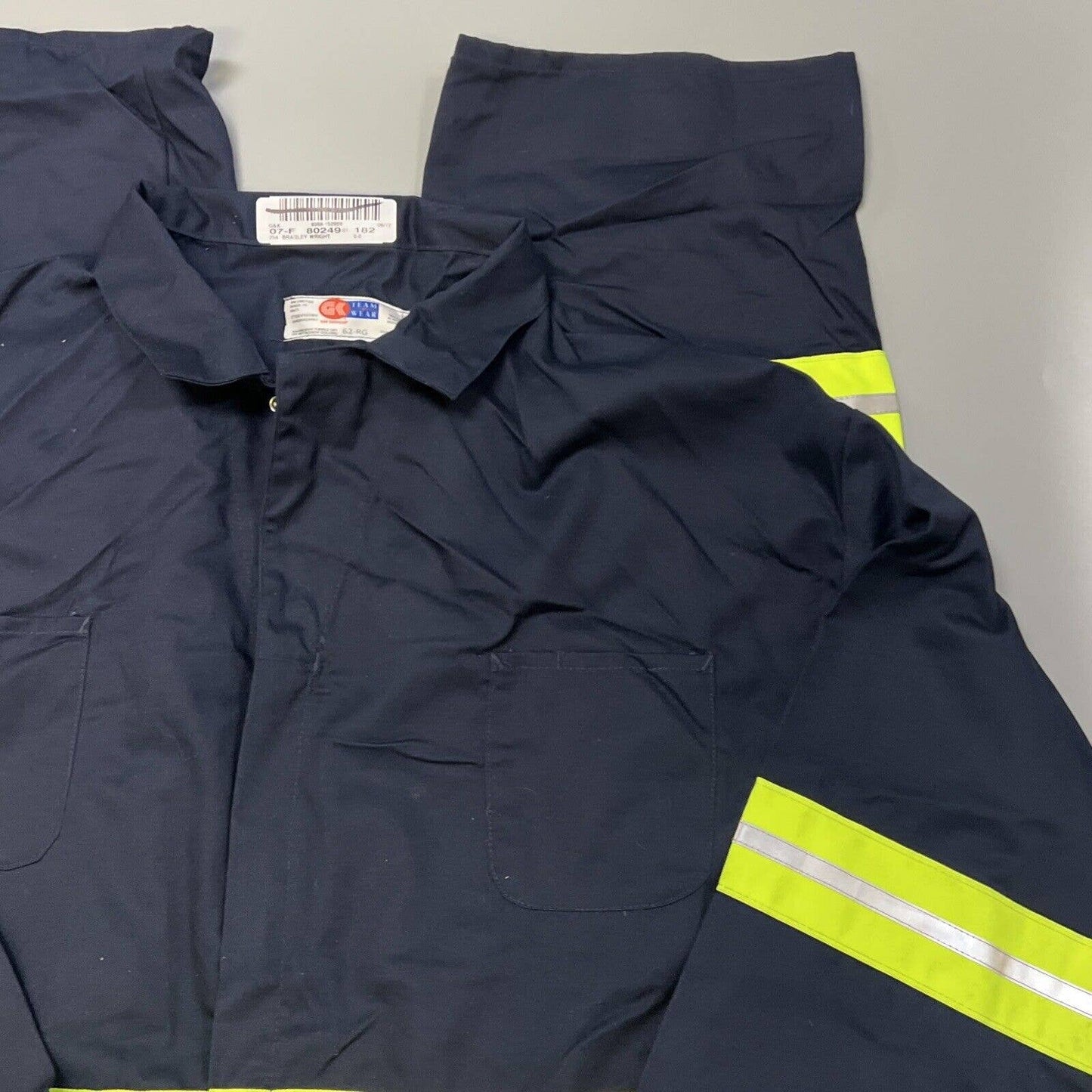 G&K GK Team Wear Safety Reflective Navy Blue Work Coveralls Jumpsuit 62 Uniform