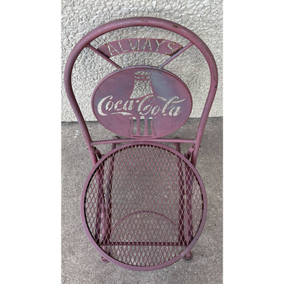 1993 Vintage Always Coke Coca Cola Metal Weathered Red Outdoor Folding Chair