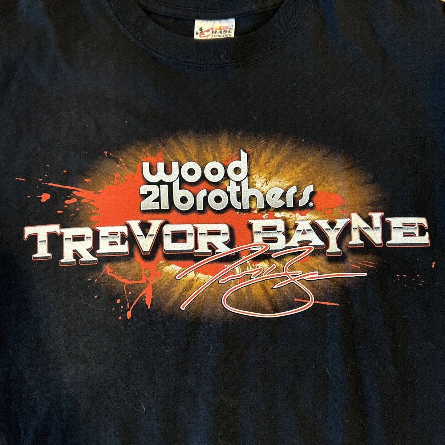 Trevor Bayne Shirt Adult Large Black #21 Wood 21 Brothers Racing Nascar Mens.