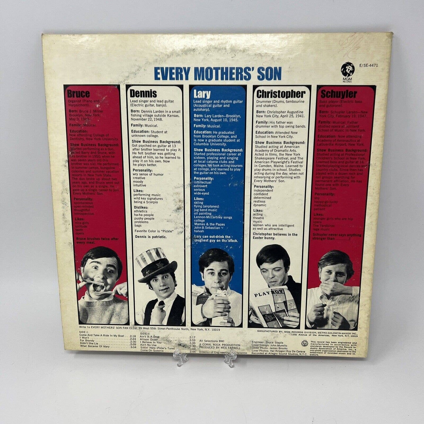 Excellent 1967 Pop Rock LP - Every Mothers' Son "1st S/T Album" MGM RECORDS Rare