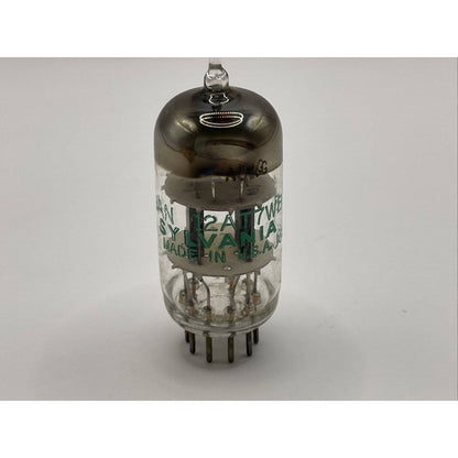 VINTAGE SYLVANIA 12AT7WB / ECC81 TUBE BLACK PLATE HALO GETTER Tested W Photos!
