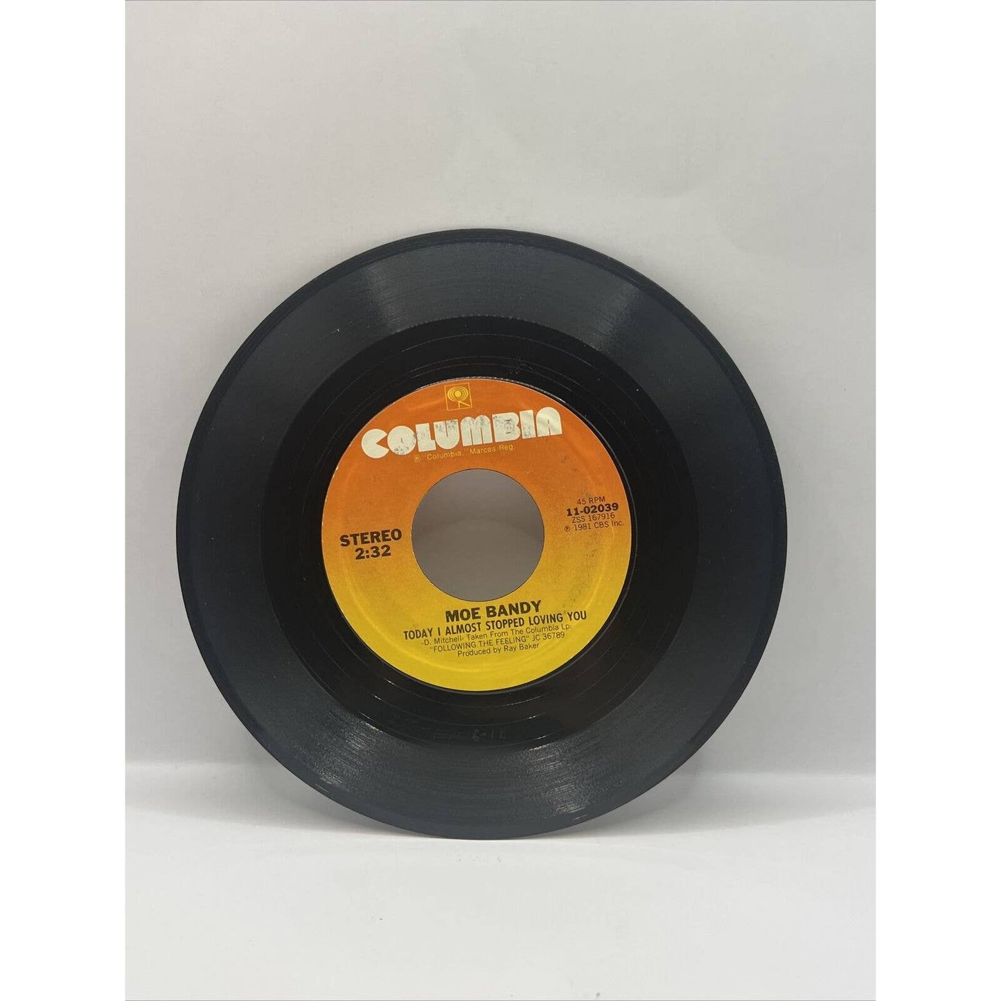 Moe Bandy “Today I Almost Stopped Loving You” Columbia Records 45 Vinyl 1980