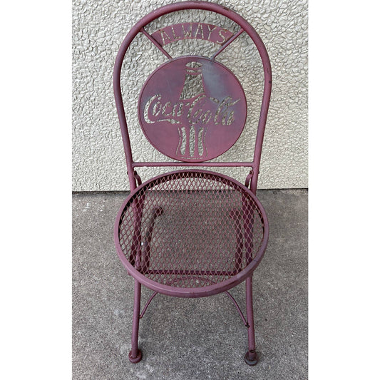 1993 Vintage Always Coke Coca Cola Metal Weathered Red Outdoor Folding Chair