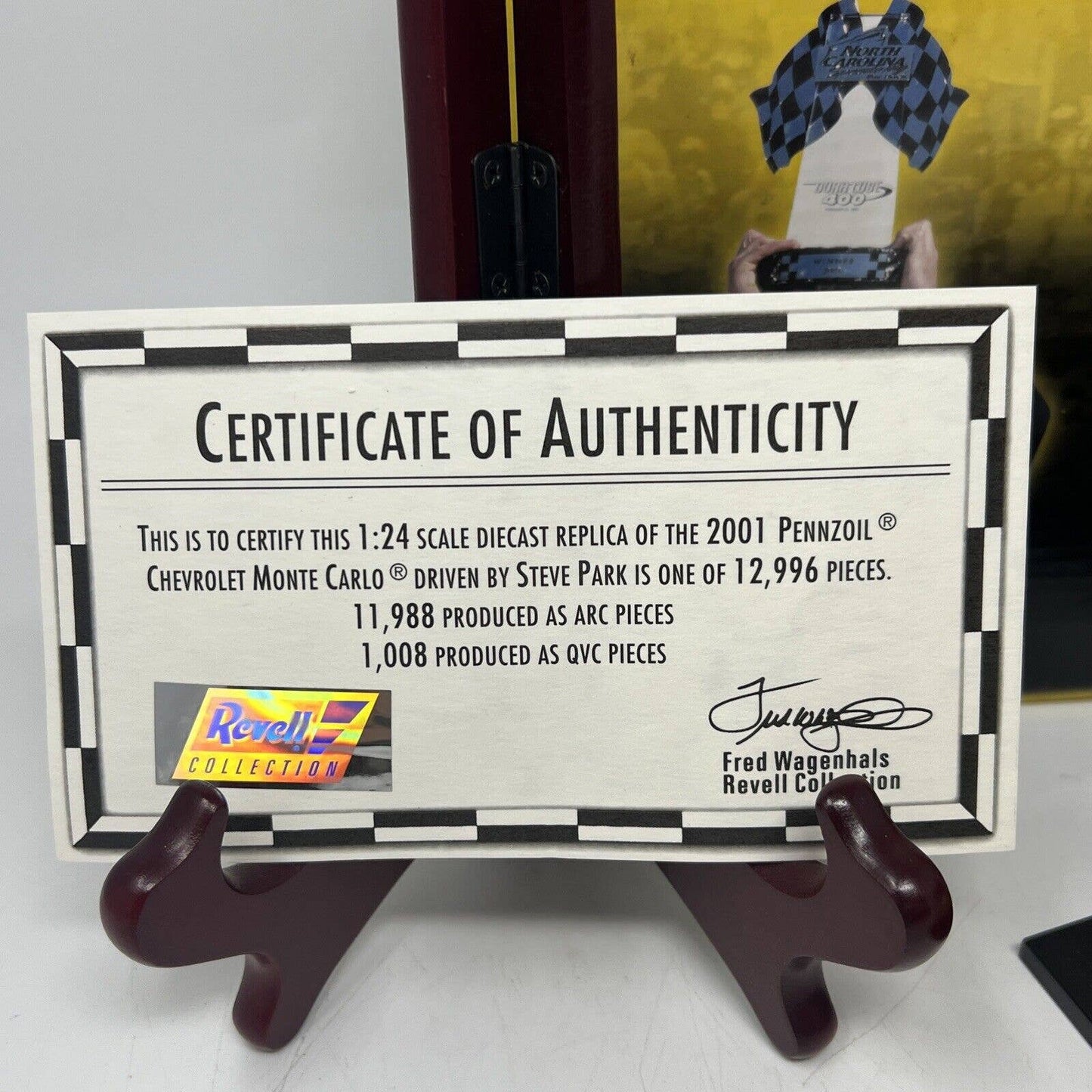 Revell Diecast Steve Park Pennzoil 2001 Monte Carlo In Box With COA 1 of 12.996