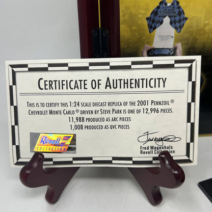 Revell Diecast Steve Park Pennzoil 2001 Monte Carlo In Box With COA 1 of 12.996