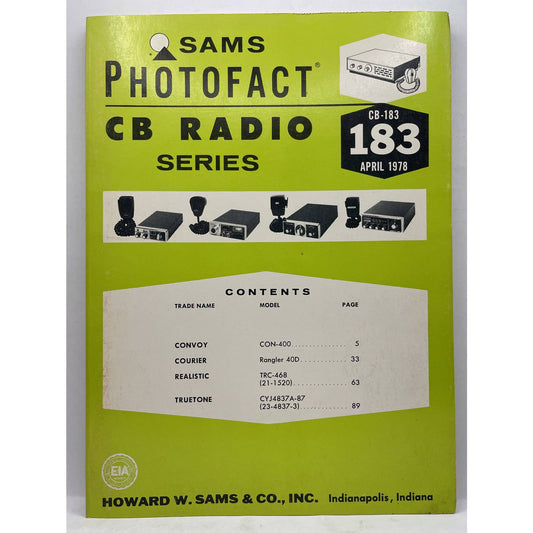 Sams Photofact CB Radio Series Service Repair Manual Book Guide Schematic # 183