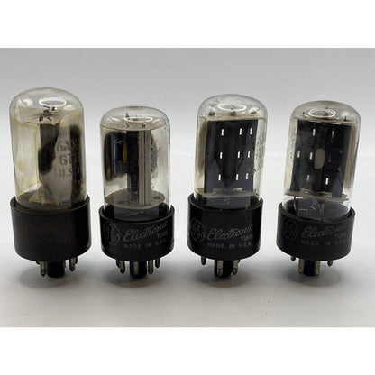 4 GE 6AX4GT Vacuum Tubes - Amplifier - Ham Radio Valves - Tested W Photos!