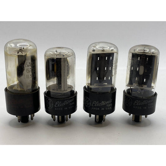 4 GE 6AX4GT Vacuum Tubes - Amplifier - Ham Radio Valves - Tested W Photos!