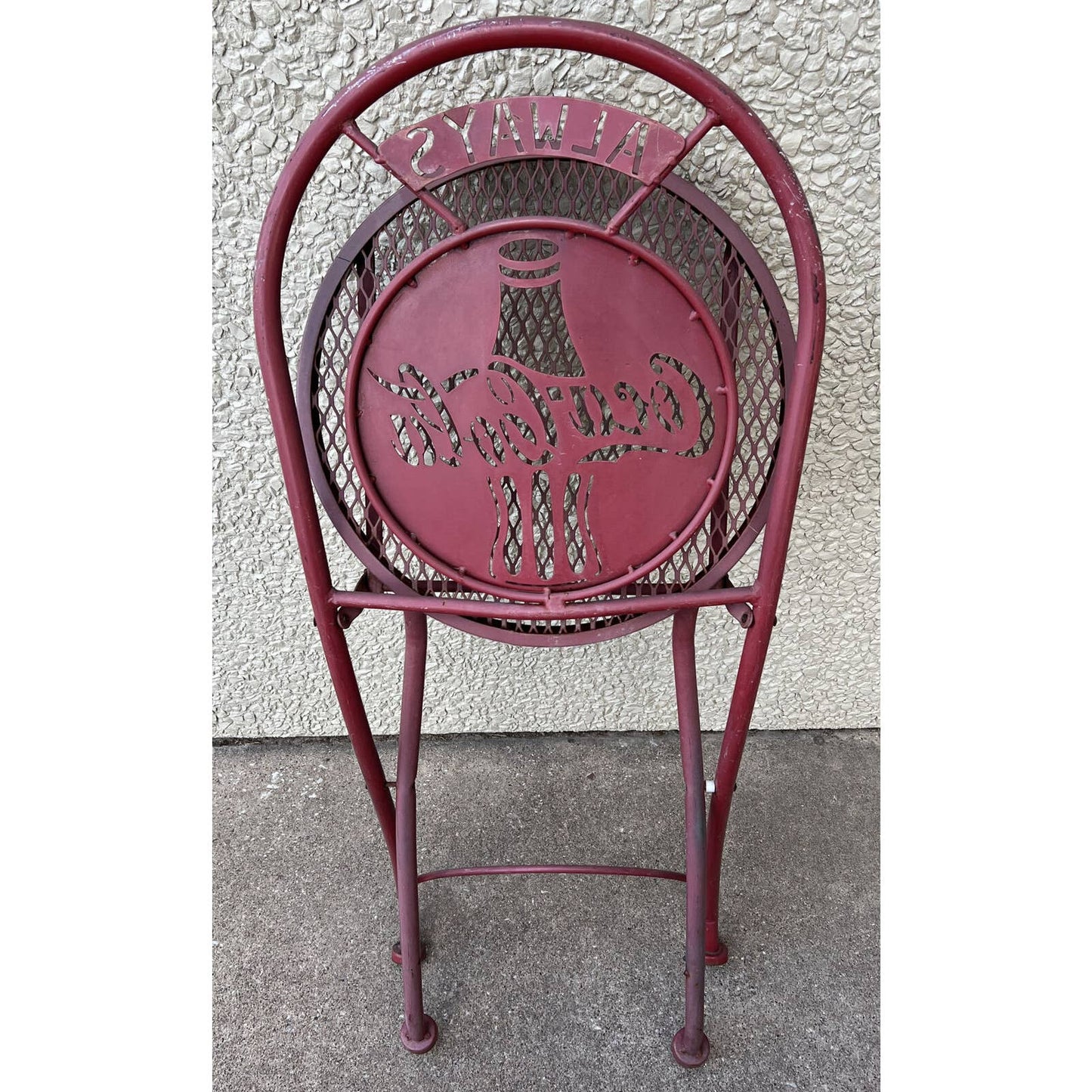 1993 Vintage Always Coke Coca Cola Metal Weathered Red Outdoor Folding Chair