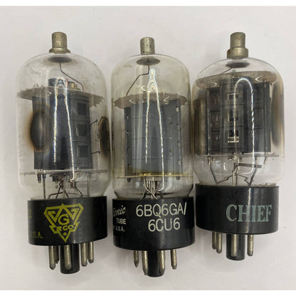 Lot Of 3 6CU6 6BQ6GA Vacuum Tubes - GE - Chief - W G & CO - USA Tested W Photos!