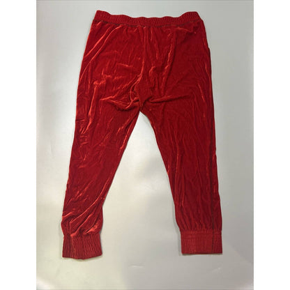 Mecca Ware Vintage XL Hip-Hop Velour Red Track Pants Embroidered Logo Joggers