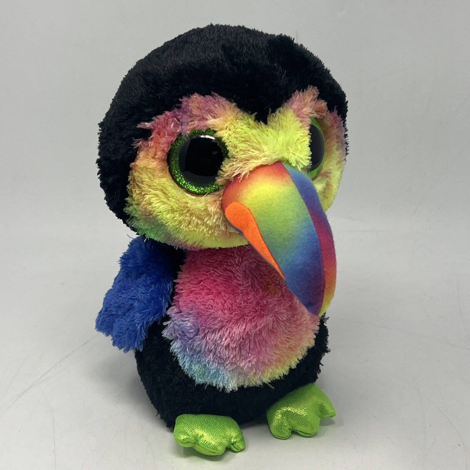 Ty Beanie Boos Beaks Toucan Rainbow Colors Bird Plush Glitter Eyes 9 ...