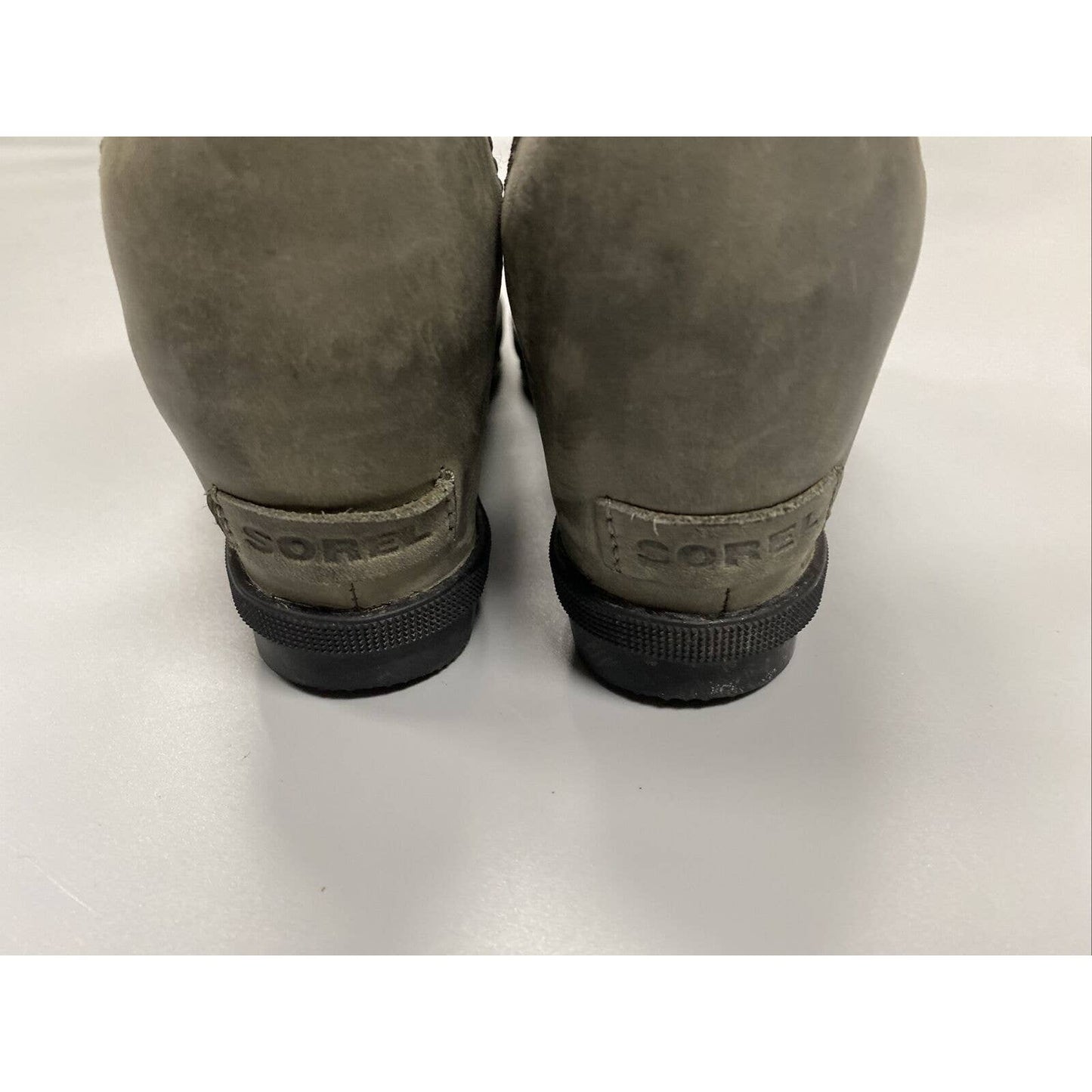 Sorel Lexie Wedge Leather Ankle Boots Women 7.5 Quarry Gray NL3046-051