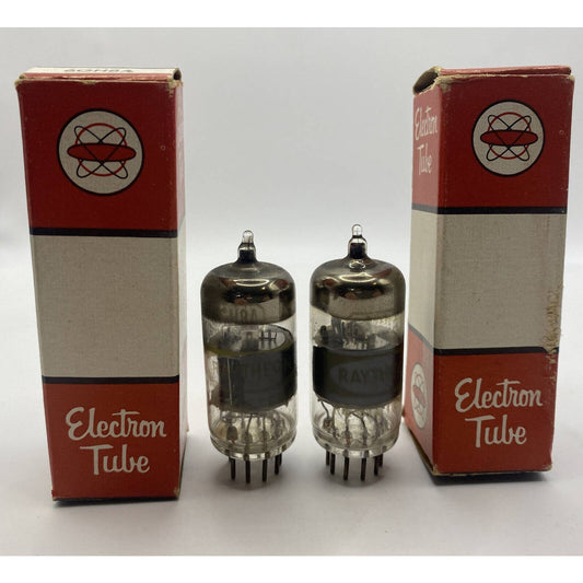 2 Raytheon 6GH8A Audio Amplifier Vacuum Tubes - Valves Matching Tested W Photos