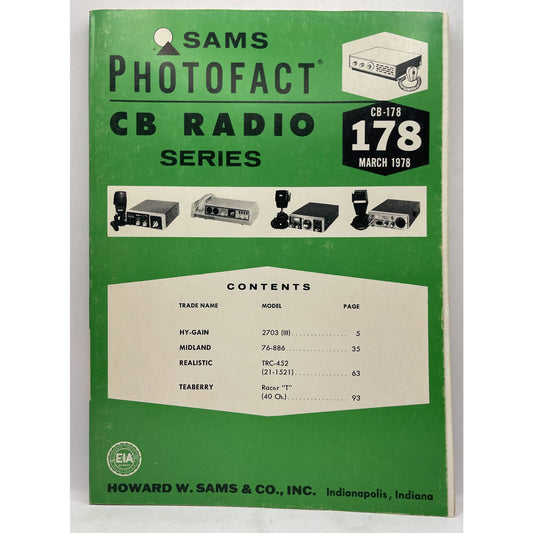 Sams Photofact CB Radio Series Service Repair Manual Book Guide Schematic # 178