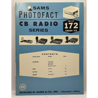 Sams Photofact CB Radio Series Service Repair Manual Book Guide Schematic # 172