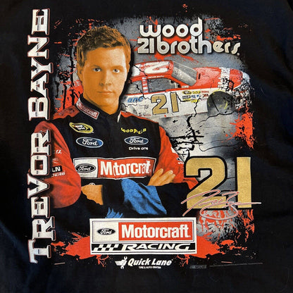Trevor Bayne Shirt Adult Large Black #21 Wood 21 Brothers Racing Nascar Mens.