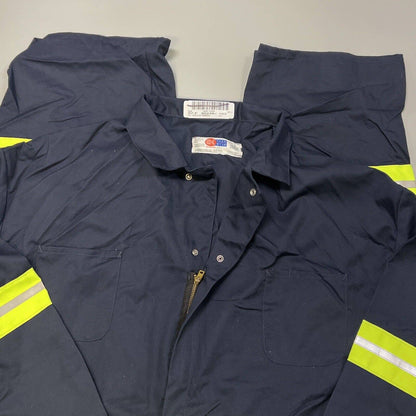 G&K GK Team Wear Safety Reflective Navy Blue Work Coveralls Jumpsuit 62 Uniform