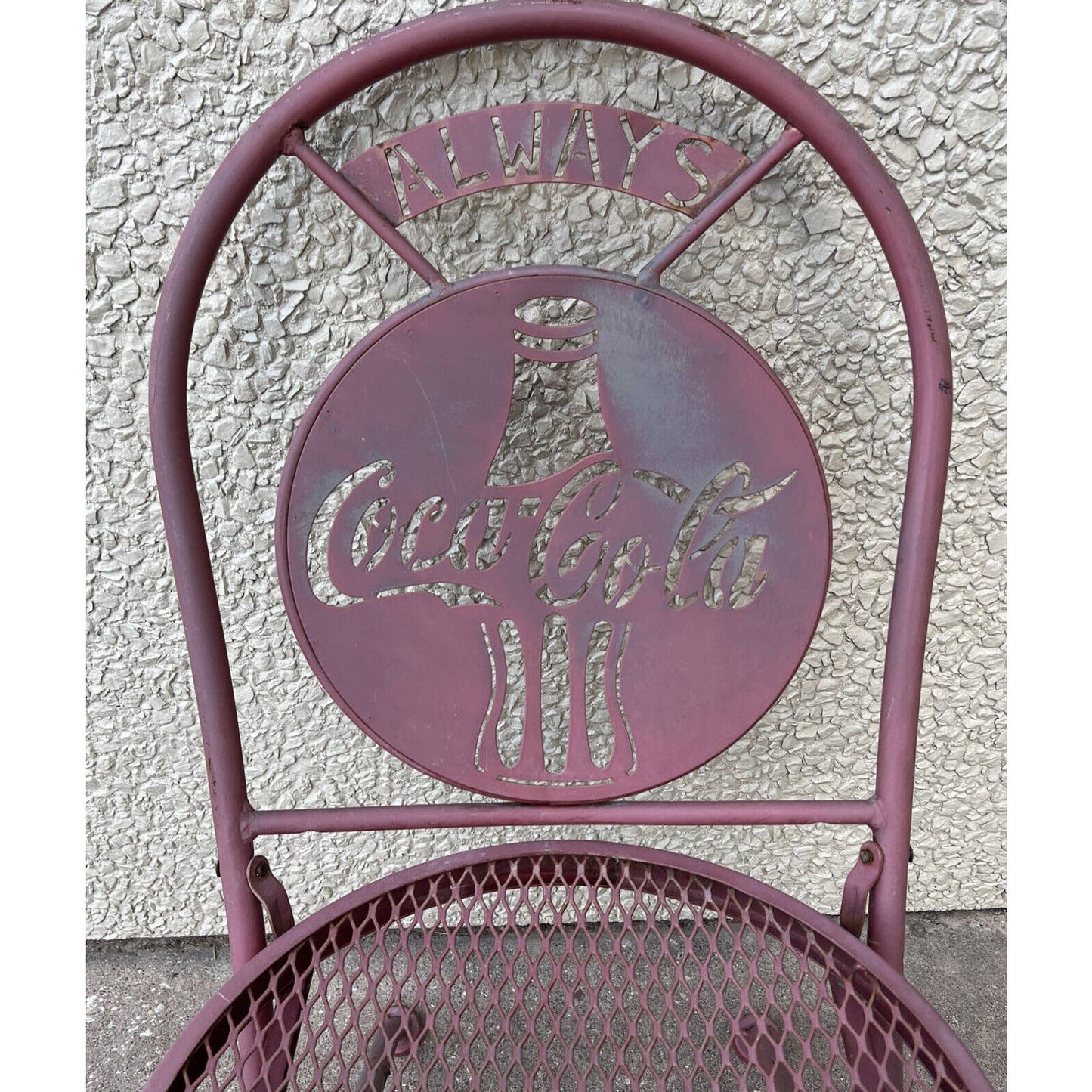 1993 Vintage Always Coke Coca Cola Metal Weathered Red Outdoor Folding Chair