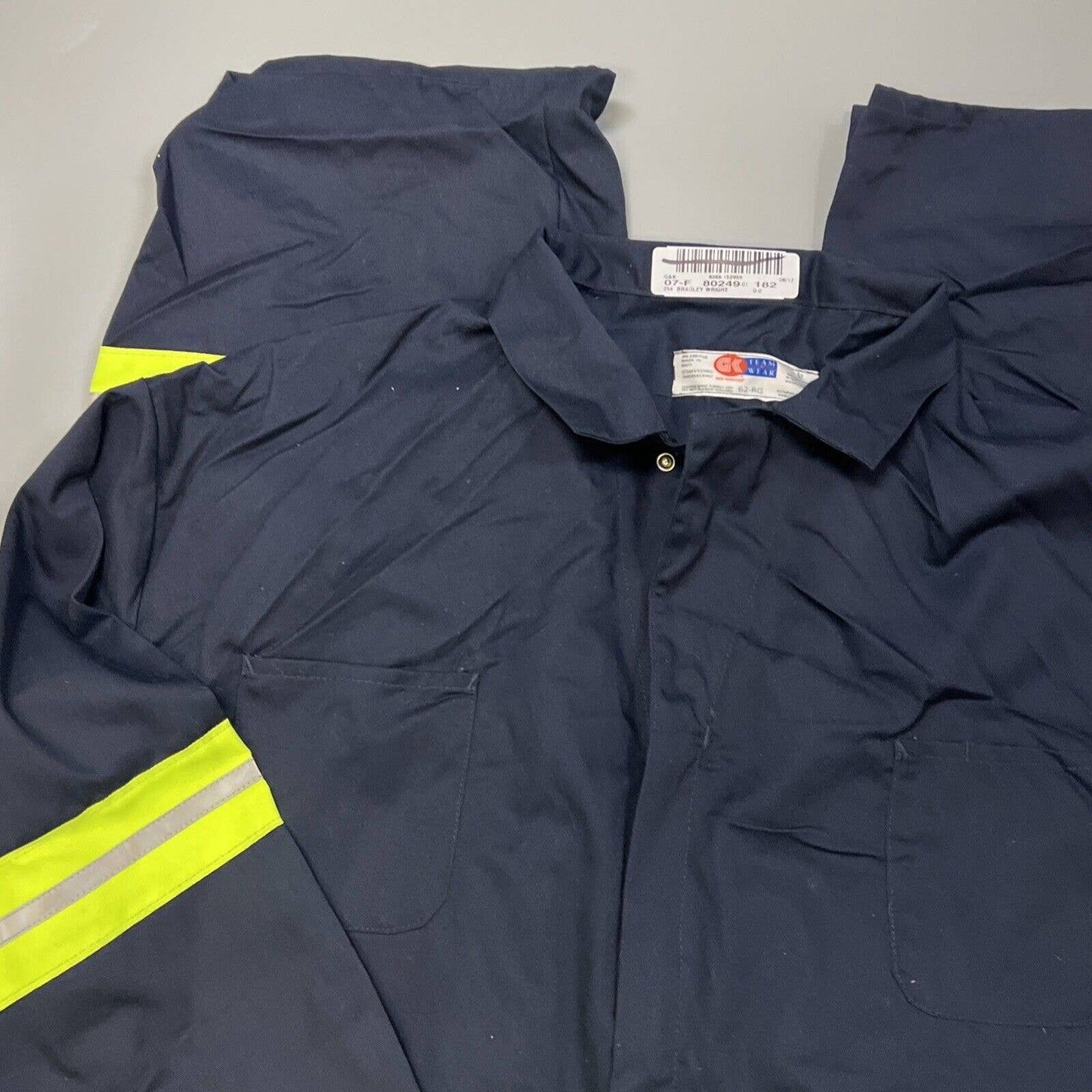 G&K GK Team Wear Safety Reflective Navy Blue Work Coveralls Jumpsuit 62 Uniform